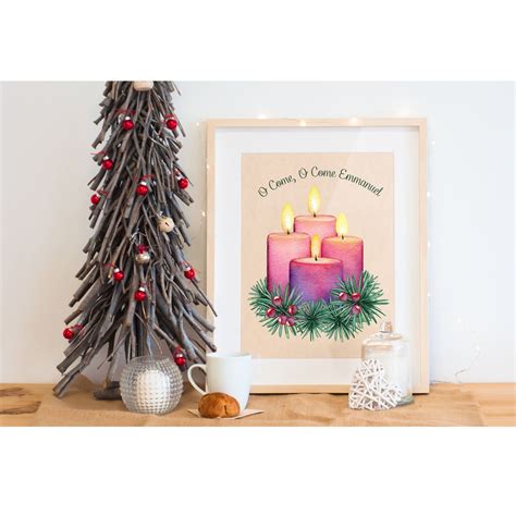 Advent Candles Print / Advent Wreath Print / Emmanuel Print / Advent ...