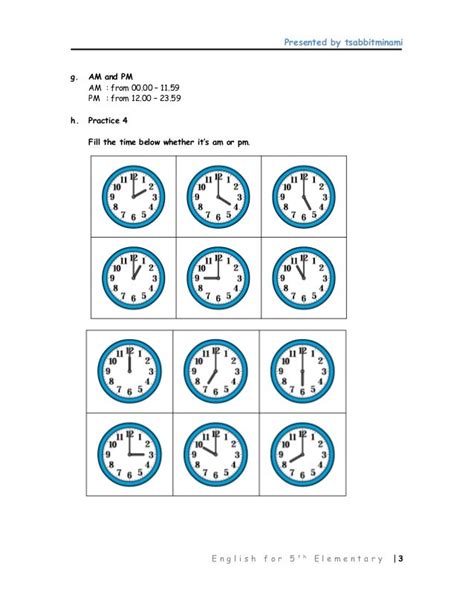 Soal Materi Bahasa Inggris Tentang Telling Time Kelas 3 Sd Materi Soal