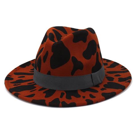 Wholesale Cow Print Felt Cow Print Fedora With Wide Brim For Women And Unisex Parties Festivals