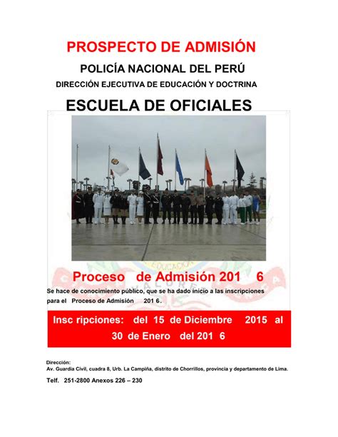 prospecto de admisión Policía Nacional del Perú