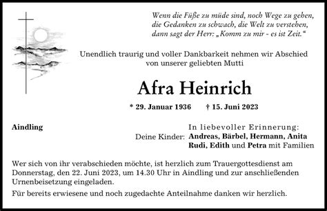 Traueranzeigen von Afra Heinrich Allgäuer Zeitung