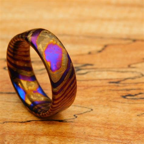 Titanium Damascus Ring - Etsy