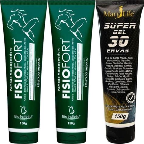 Kit Pomada Massageadora Fisiofort G Super Gel Ervas G