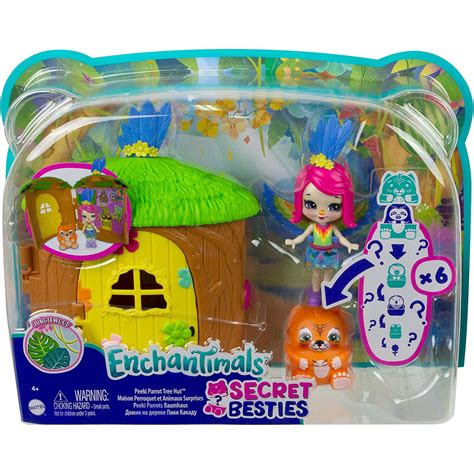 Enchantimals Sloth Core Secret Besties Peeki Parrot House Figure The