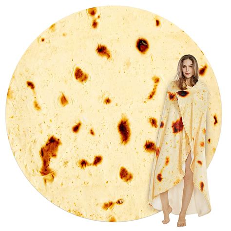 Burritos Tortilla Throw Blanket Tortilla Wrap Blanket Novelty Tortilla Round Blanket Giant