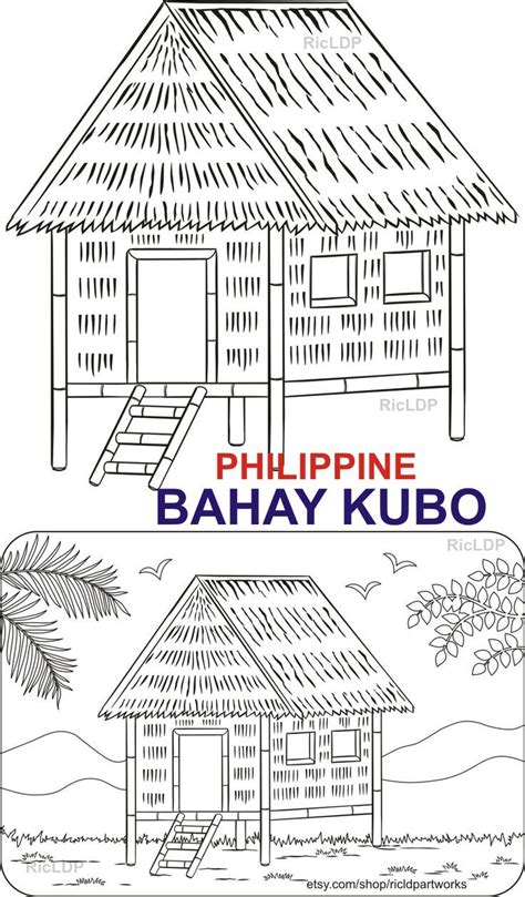 Philippine Nipa Hut Coloring Pages - Bahay Kubo