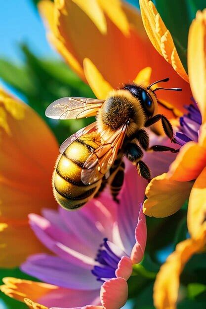 Las Abejas Trabajadoras Recolectan N Ctar En Los P Talos De Las Flores