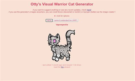 Warrior Cat Generator by WarriorCatFanGirl21 on DeviantArt