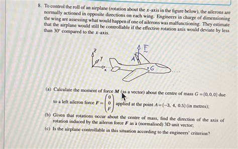 Solved To control the roll of an airplane (rotation about | Chegg.com