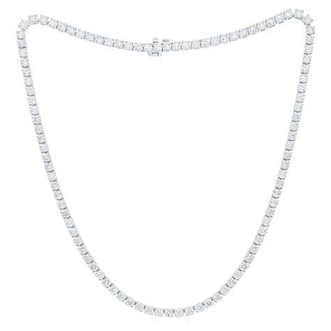 Diana M 1145 Cts Round Diamond 4 Prong Tennis Necklace 14k White Gold