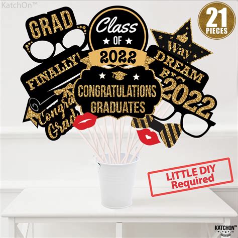 Buy Glitter Graduation Photo Booth Props Pack Of