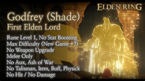 Elden Ring Godfrey Golden Shade No Hit Damage Rl Wl Ng No