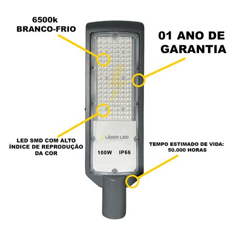 Lumin Ria P Blica Led Smd W Branco Frio C Fotoc Lula Ip L Der