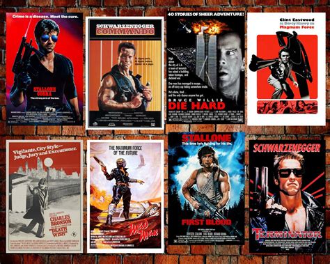 8 Action Movie Posters From the 70's / 80's - Etsy