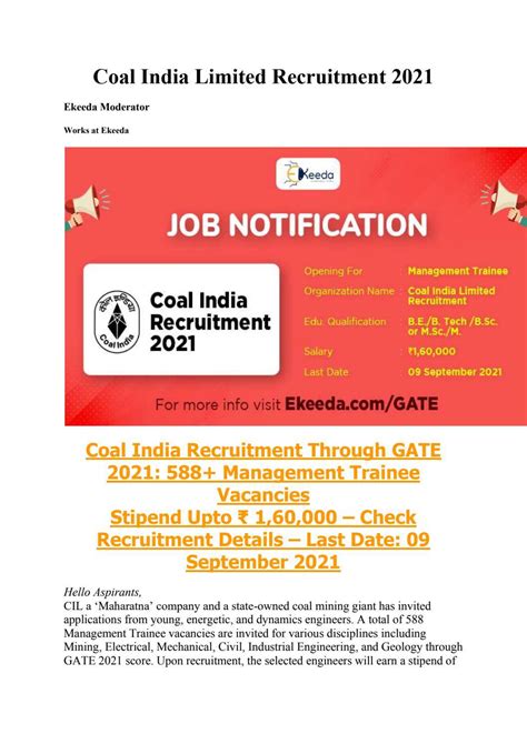 Coal India Limited Recruitment 2021 By Isha Pandey Issuu