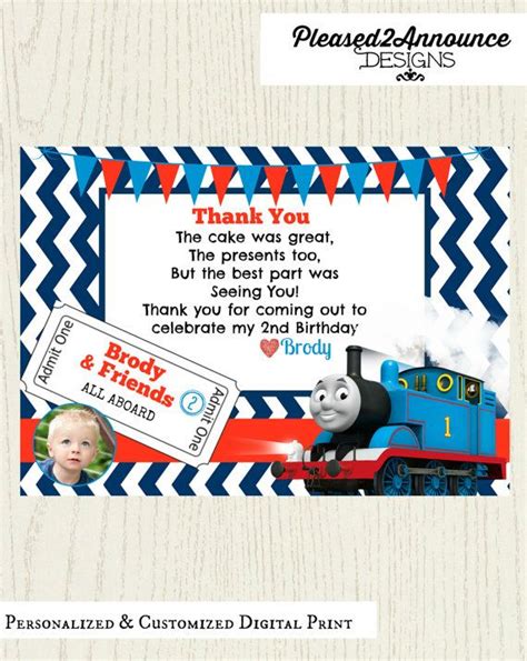 Thomas The Train Birthday Thank You Card Thomas The Train Thank You