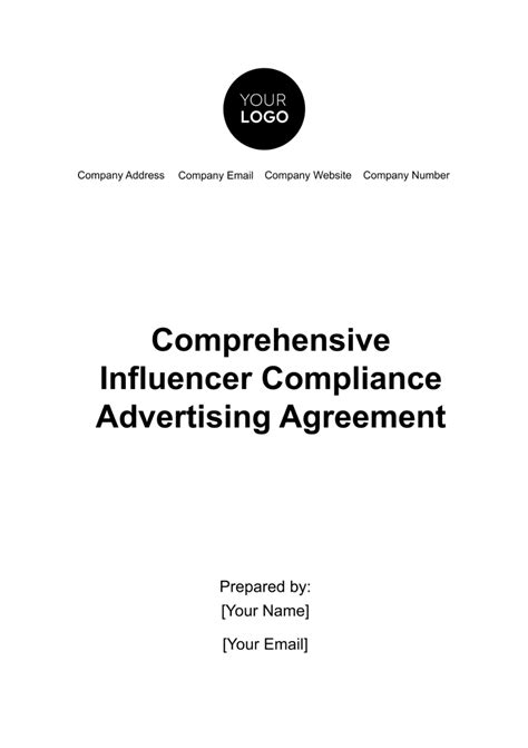 Free Comprehensive Influencer Compliance Advertising Agreement Template