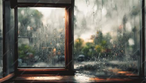 premium photo  render digital art painting  rainy window window