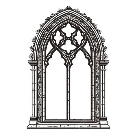 Gothic Church Window Frame Arches Stippled Shape Silhouettes Of Simple