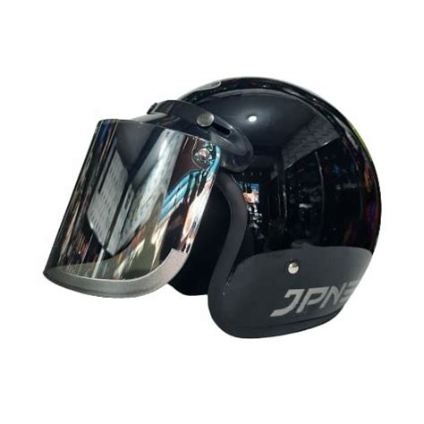 Jual Helm Bogo Retro Jpn Arc Hitam Glosy Kaca Visor Flat Silver Di