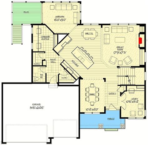 Exclusive New American House Plan with 4-Season Sunroom - 73447HS floor ...