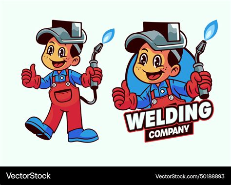 Welder worker mascot cartoon logo Royalty Free Vector Image