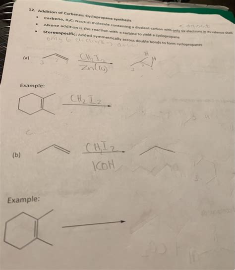 Solved 12 Addition Of Carbenes Cyclopropane Synthesis Chegg