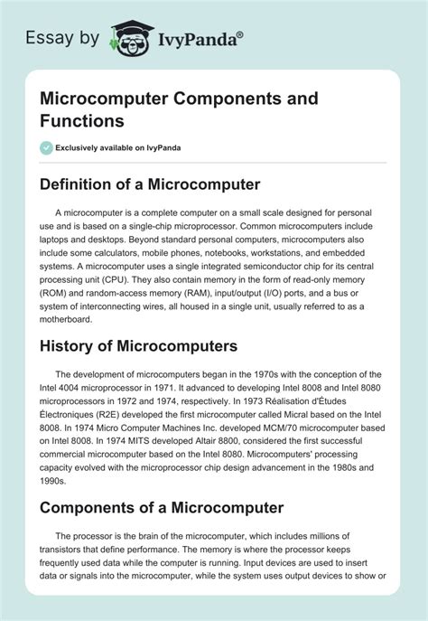 Microcomputer Components and Functions - 1121 Words | Essay Example