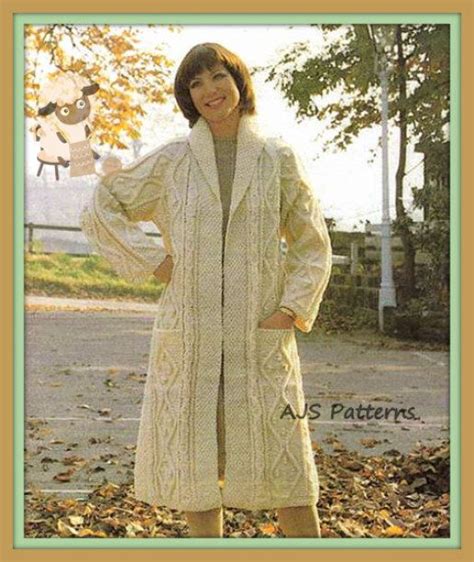 Pdf Knitting Pattern For Ladies Aran Edge To Edge Coat Knitting Patterns Women Long Cardigan