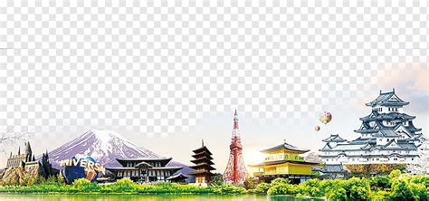 Assorted Places Illustration Mount Fuji Kyoto Tokyo Osaka Historic