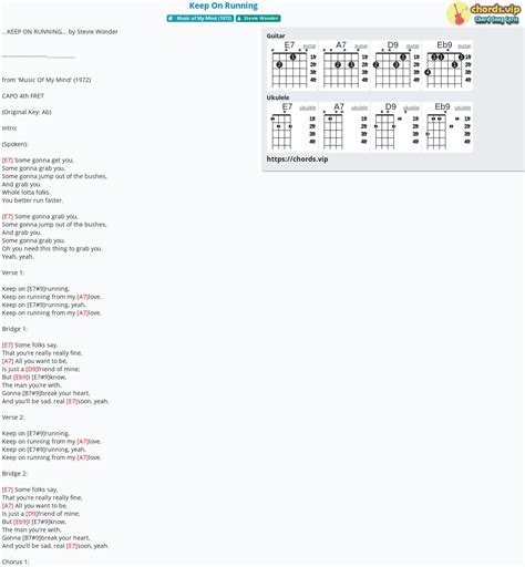 Chord: Keep On Running - Stevie Wonder - tab, song lyric, sheet, guitar ...