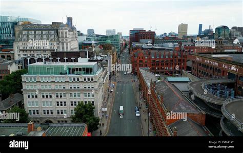 Flight Over Famous Deansgate Street In The City Of Manchester Travel