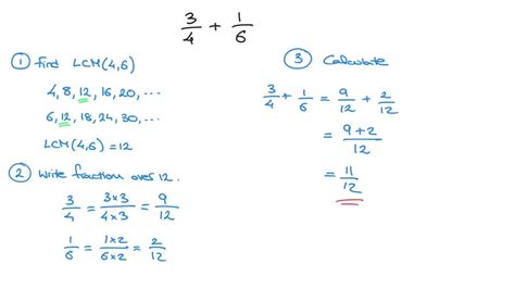 Adding And Subtracting Fractions Using The Lcm Of The Denominators The Least Common Denominator