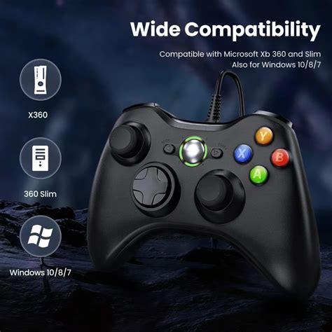 Xbox 360 Wired Controller Usb Gamepad Remoto Pc Gaming Control Windows