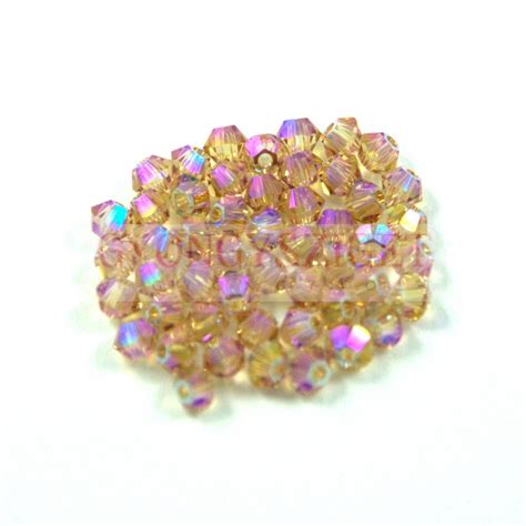 Swarovski Bicone 3mm Light Colorado Topaz Shimmer 2x Bicon