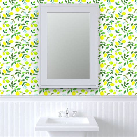 Lemon Wallpaper Watercolor Lemons By Dariara Kitchen Home Etsy