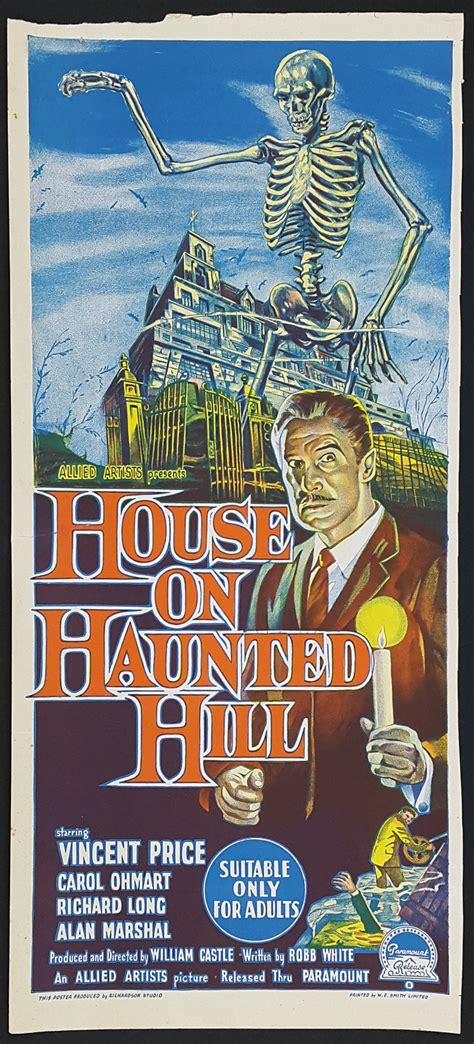 The House On Haunted Hill 1959 Original Vintage Daybill Film Poster