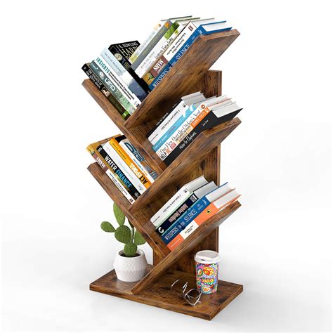 Karcog Tree Bookshelf Tier Small Book Shelf Organizer Floor Standing