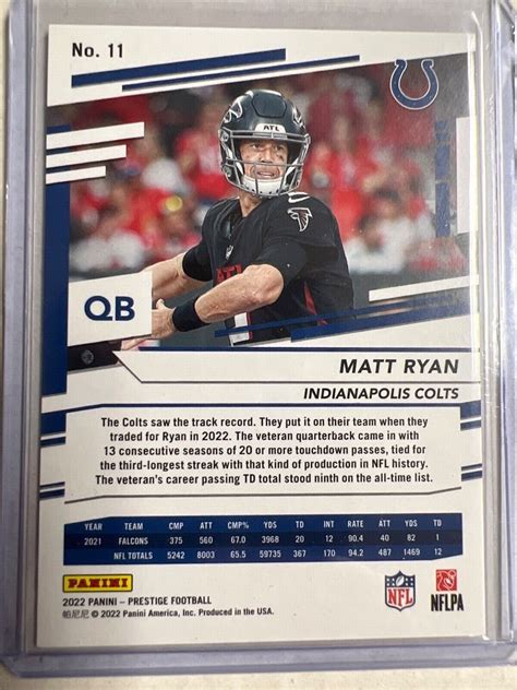 2022 Panini Prestige Football Xtra Points Red 373 449 Matt Ryan 11