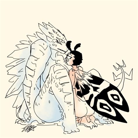 Rule 34 Femalefemale Kissing Lesbian Sex Moth Mothra Mothra Series Sex Shimo Kaiju Sketch