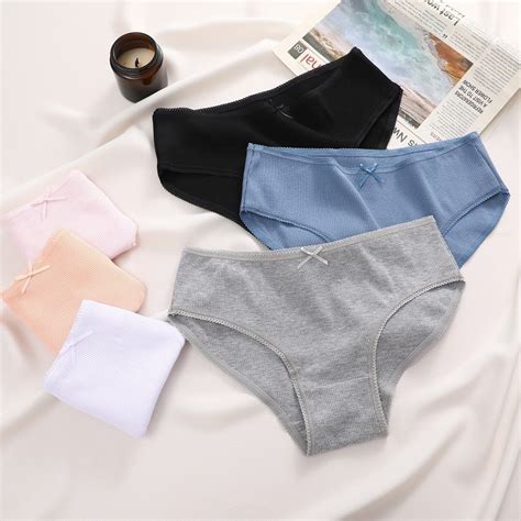 Cotton Panties For Woman Sexy Lace Bow Knot Female Multi Color Underwear Mid Waist Lingerie