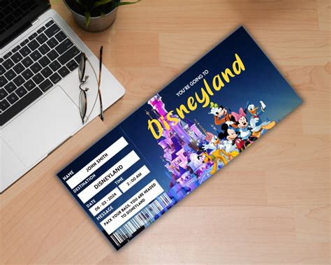 Printable Disneyland Surprise Ticket Template Disneyworld Trip Gift