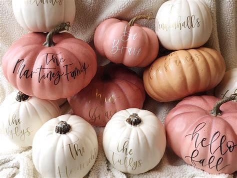 Personalized Pumpkins In Pastel Colors Fall Decor Pink Halloween Pumpkin