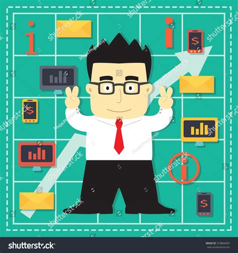 Cute Stock Market Investor Flat Cartoon Stock Vector Royalty Free