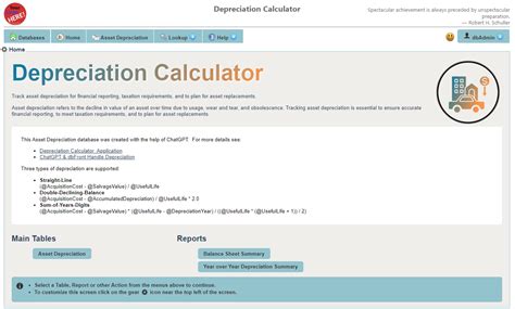 Database Front | Depreciation Calculator - dbFront