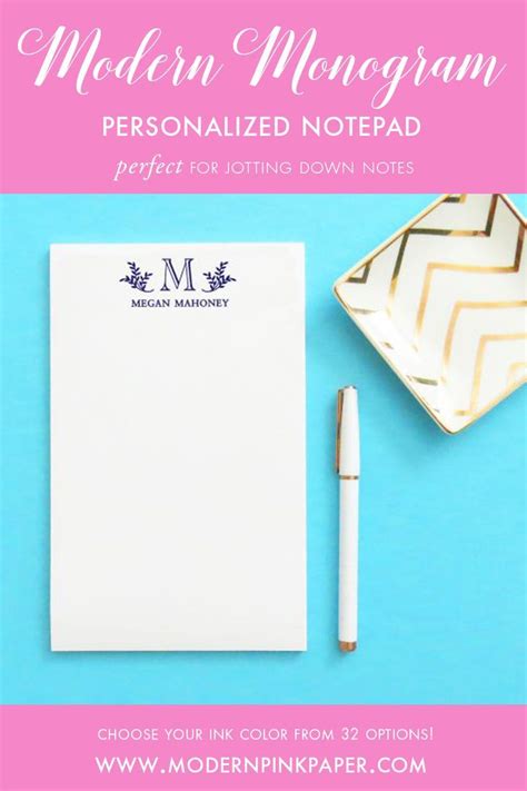 Elegant Initial Monogram Notepad Set For Adults Personalized