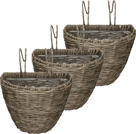 X Stuks Balkonmand Plantenmand Plantenbak Grijs Rotan Cm Hangende