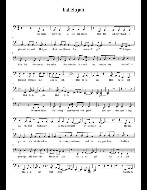 Hallelujah sheet music for Violin, Viola, Cello download free in PDF or