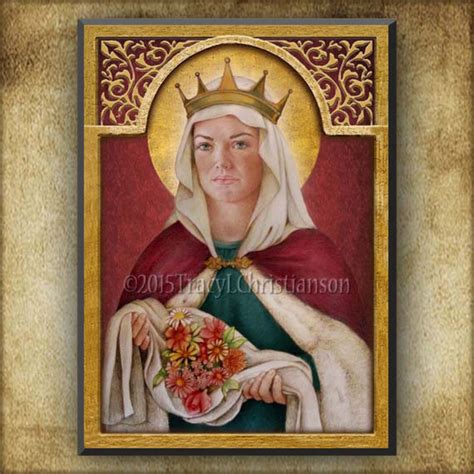 St Elizabeth Of Hungary Wood Icon Holy Card Gift Set Catholic