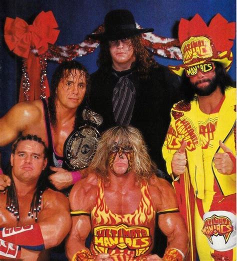 From Back: The Undertaker, WWE champion Bret Hart, The "Macho Man ...